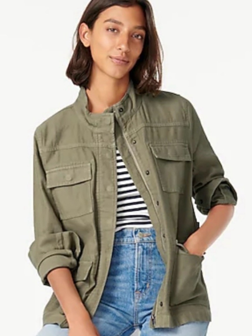 J. Crew Garment-Dyed Military Jacket Olive Green Size Medium
